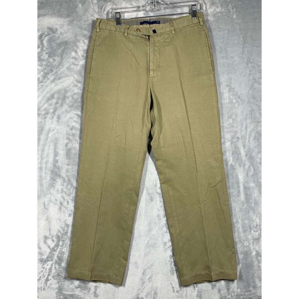 Incotex Venezia 1951 Chinolino Mens Khaki Linen Cotton Straight Pants Size 33